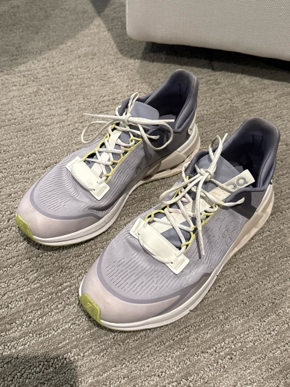 On Running Women’s Athletic Shoes in Light Gray with Lime Accents